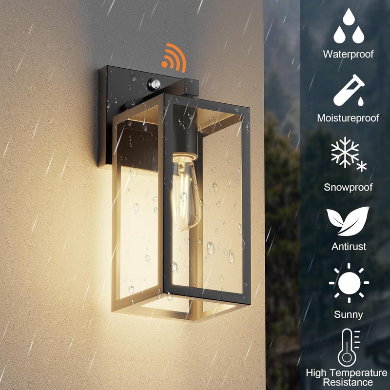 Kalium Dusk to Dawn Porch Outdoor Light, Wall Light Fixtures Waterproof Exterior Wall Sconce Light Fixture with E26 Base for Patio Entryway Hallway (Bulb not Included) - Image 2